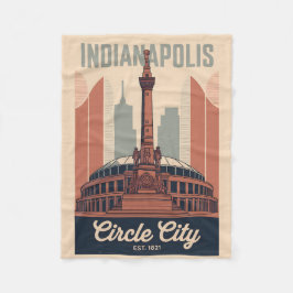 Cobertor De Velo Vintage Indianapolis Indiana Retro Cityscape Art