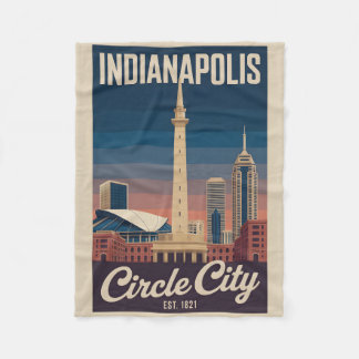 Cobertor De Velo Vintage Indianapolis Indiana Retro Cityscape Trave