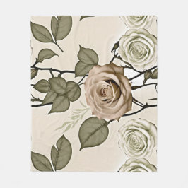 Cobertor De Velo Vintage Inspired Sepia Roses With Green Leaves