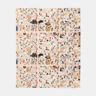 Cobertor De Velo Vintage Japonês Cats Menagerie Woodblock Ukiyo-e