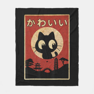 Cobertor De Velo Vintage Kawaii Cat Negra Japonesa Meninas Presente