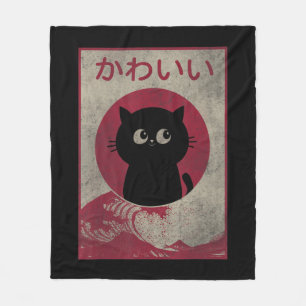 Cobertor De Velo Vintage Kawaii Cat Negra Japonesa Meninas Presente