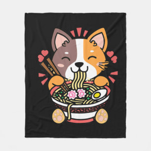 Cobertor De Velo Vintage Kawaii Ramen Cat Anime Comida Japonês Pres