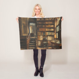 Cobertor De Velo Vintage Library Painting, Moody Tones, Bookie
