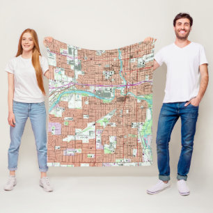 Cobertor De Velo Vintage Map of Lansing Michigan (1965)