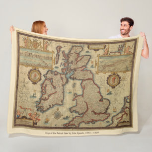 Cobertor De Velo Vintage Map of the British Isles, 1552 - 1629