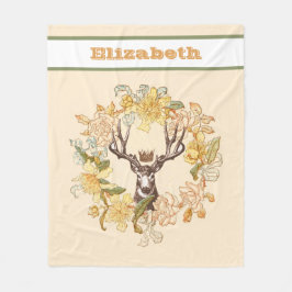 Cobertor De Velo Vintage Modern Deer Russe Flower Wreath