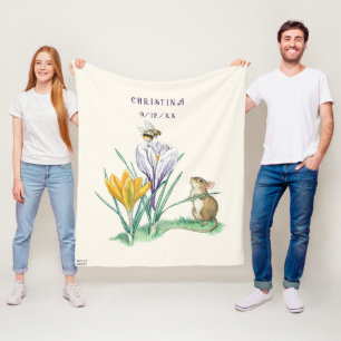 Cobertor De Velo Vintage Molly Brett Nature Mouse Crocus Bee