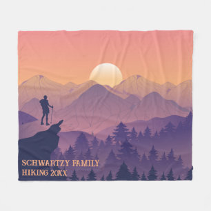 Cobertor De Velo Vintage Mountain Forest Hiker - Corão roxo sunset