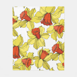 Cobertor De Velo vintage Narciso flor botânica floral Amarelo a