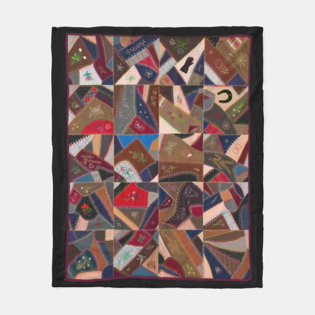 Cobertor De Velo Vintage Patchwork Crazy Quilt Design (Frente)