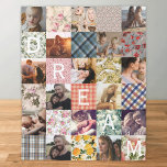 Cobertor De Velo Vintage Patchwork Effect Quilt Photo<br><div class="desc">Um cobertor de retalhos com 15 fotos para você mudar para o seu, uma variedade de quadrados de padrão de colcha, e a palavra "DREAM" que também pode ser personalizada. ATENÇÃO: Este é um cobertor impresso de cheio criando um efeito de retalhamento, as manchas não são costuradas como uma colcha...</div>