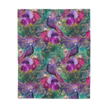 Vintage Peacocks Purple Teal Antiquado Elegante