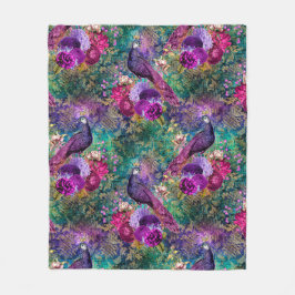 Cobertor De Velo Vintage Peacocks Purple Teal Antiquado Elegante