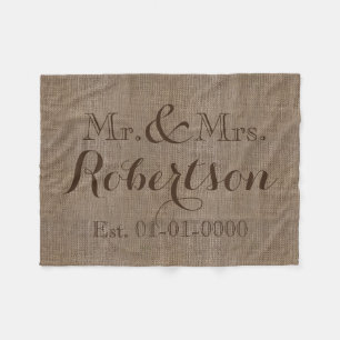 Cobertor De Velo Vintage Personalizada Burlap-Look Rustic/Casamento