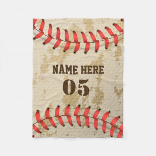 Cobertor De Velo Vintage Personalizado Nome do Baseball Número Retr