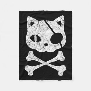 Cobertor De Velo Vintage Pirate Cat Kitten Halloween Skull Cross Bo