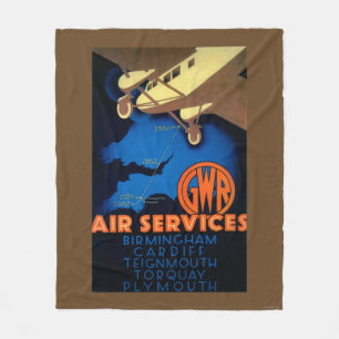 Cobertor De Velo Vintage PosterEurope dos serviços aéreos de GWR