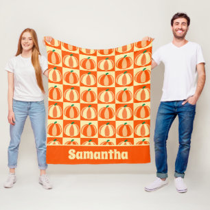 Cobertor De Velo Vintage Pumpkin Orange Tartan Xadrez Ação de Graça