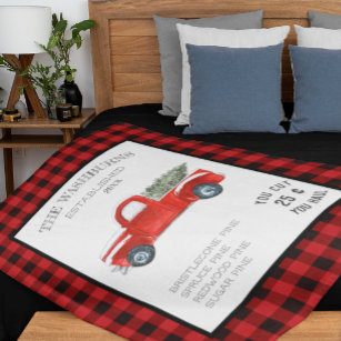 Cobertor De Velo Vintage Red Truck Farmhouse Family Name Blanket