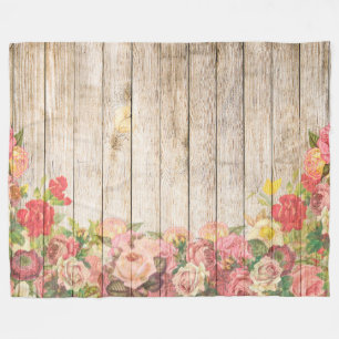 Cobertor De Velo Vintage Rosas Rústicos Românticos Madeira