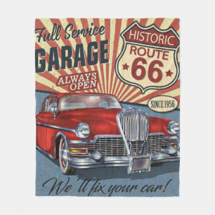 Cobertor De Velo Vintage Route 66 Garage retro poster com retro ca