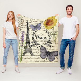 Cobertor De Velo vintage rustic borterfly paris eiffel torre
