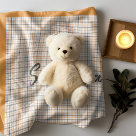 Cobertor De Velo Vintage rustic tartan xadrez laranja cinza