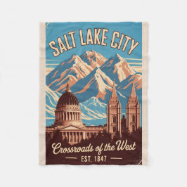 Cobertor De Velo Vintage Salt Lake City Utah Retro Travel Poster 