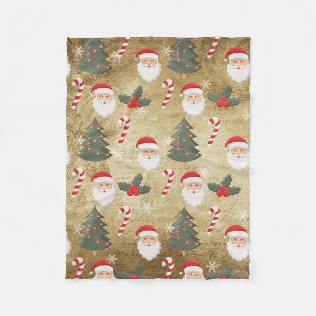 Cobertor De Velo Vintage Santa Claus Pattern (Frente)