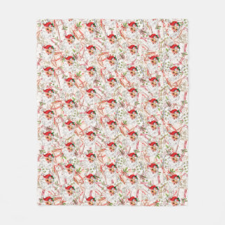 Cobertor De Velo Vintage Santa Fleece Blanket