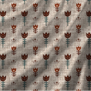 Cobertor De Velo Vintage Scandinavia Folk Art Tulip Faux Linen
