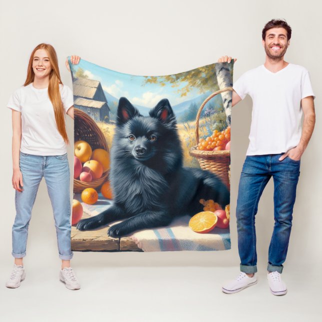 Cobertor De Velo Vintage Schipperke Puppy Painting (In Situ)