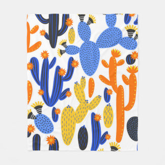 Cobertor De Velo vintage seamless pattern with cactus on black and 