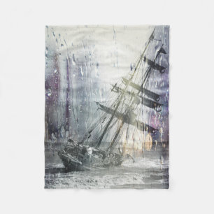 Cobertor De Velo Vintage Shipreck Na Tempestade