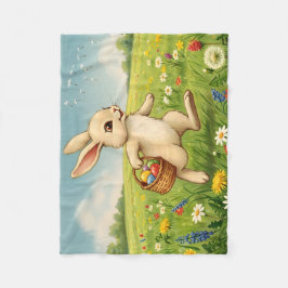 Cobertor De Velo Vintage Spring Meadow Easter Bunny 