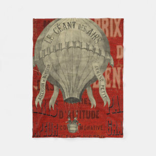 Cobertor De Velo Vintage Steampunk Hot Air Ballon Ride em Vermelho