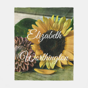 Cobertor De Velo Vintage Sunflower Watercolor on a Wooden Table