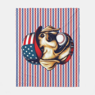 Cobertor De Velo Vintage, USA baseball Labrador