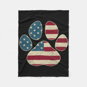 Cobertor De Velo Vintage Usa Flag 4° De Julho Paw Imprime Patriótic