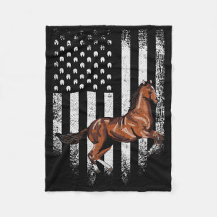Cobertor De Velo Vintage USA Flag Americano Thoroughgeneb Horse Hor