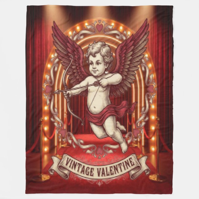 Cobertor De Velo Vintage Valentine Day  (Frente)