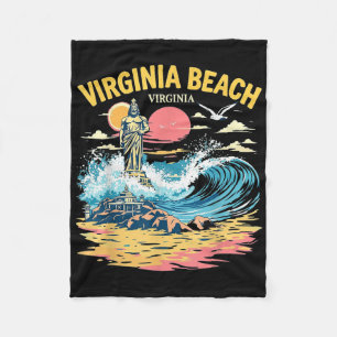 Cobertor De Velo Vintage Virginia Beach Virginia Sunset Beach Citys