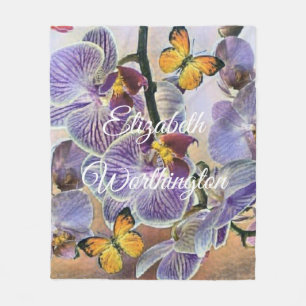 Cobertor De Velo Vintage Watercolor Flor Orquídea Púrpura Púrpura C