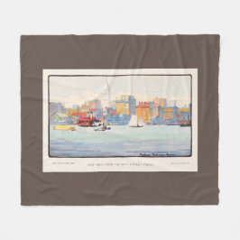 Cobertor De Velo Vintage Watercolor Nova Iorque, 34th Street Ferry