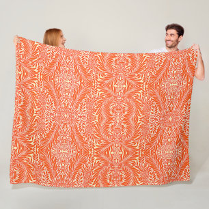 Cobertor De Velo Vintage William Morris Floral Padrão Branco Laranj