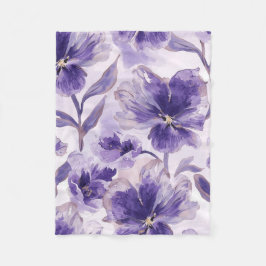 Cobertor De Velo Violet Blooms Watercolor Purple Flowers Painted