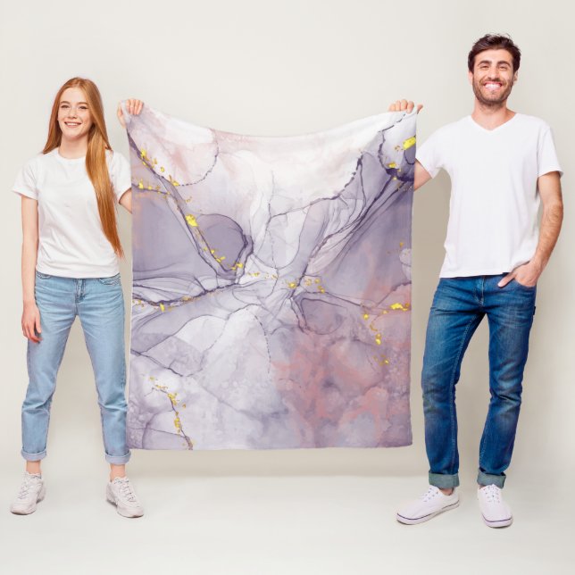 Cobertor De Velo Violeta e Dourado Marble (In Situ)