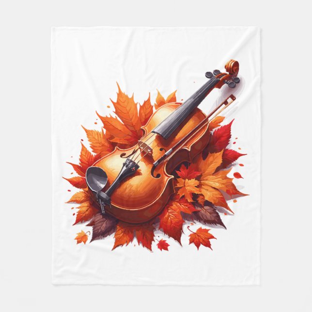 Cobertor De Velo Violino na cama das folhas (Frente)