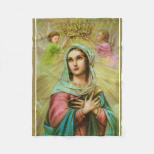 Cobertor De Velo Virgem Maria com os anjos que estão sendo coroado